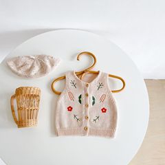 2023 Autumn and Winter Hot Sale New Baby Baby Versatile Vest Embroidered Cotton Cardigan Versatile Small Jacket