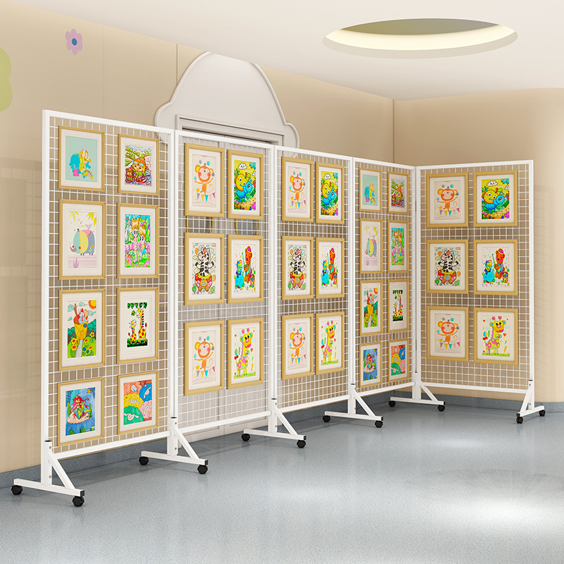 折りたたみグリッドディスプレイスタンド幼稚園絵画展示作品床置き型可動屋外アート展示スタンド多目的ディスプレイスタンド|undefined