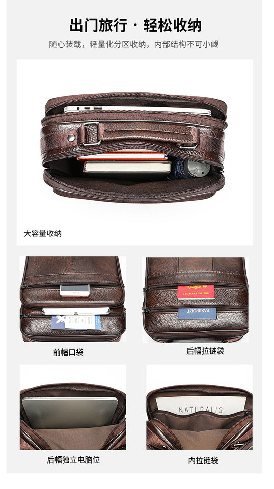 Túi đeo chéo nam da bò thật lớp đầu cao cấp, túi mềm xách tay dung tích lớn, đựng vừa iPad 13 inch — Màu cà phê (Kiểu nhỏ), Màu nâu (Kiểu nhỏ), Màu đen (Kiểu nhỏ), Cà phê (loại lớn) chi tiết 15
