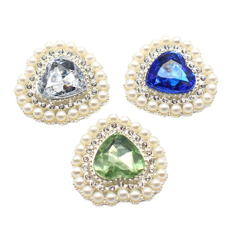 27mm銀色桃心真珠花盤合金部品diy髪飾り花盤ドリル頭飾りアクセサリー部品