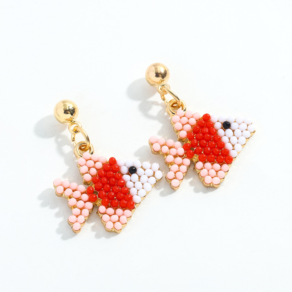 New Alloy Inlaid Rice Bead Earrings display picture 5