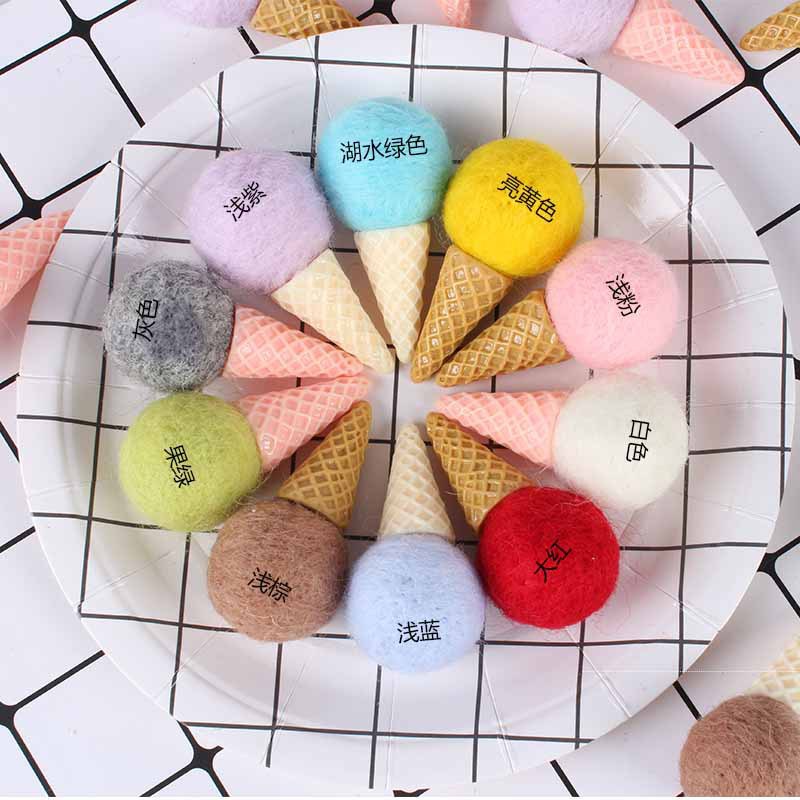 Supplied wool felt poke-toy colorful ice cream cone finished products Christmas tree wreaths & flower bouquets—kids' photography props