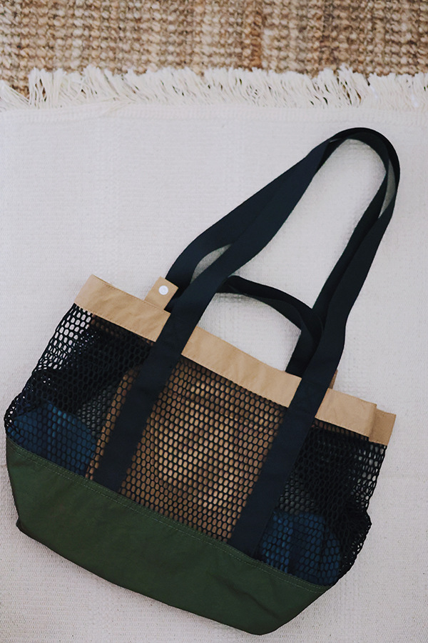 Large-capacity summer niche trendy color-blocking net bag single-shoulder bag, casual large-capacity double-sided usable storage shopping bag undefined