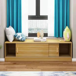 Solid Wood New Style Moving Door Bay Window Cabinet Storage Cabinet Balcony Cabinet Floor Cabinet for Living Room Low Cabinet TV Cabinet Sitting with sliding door