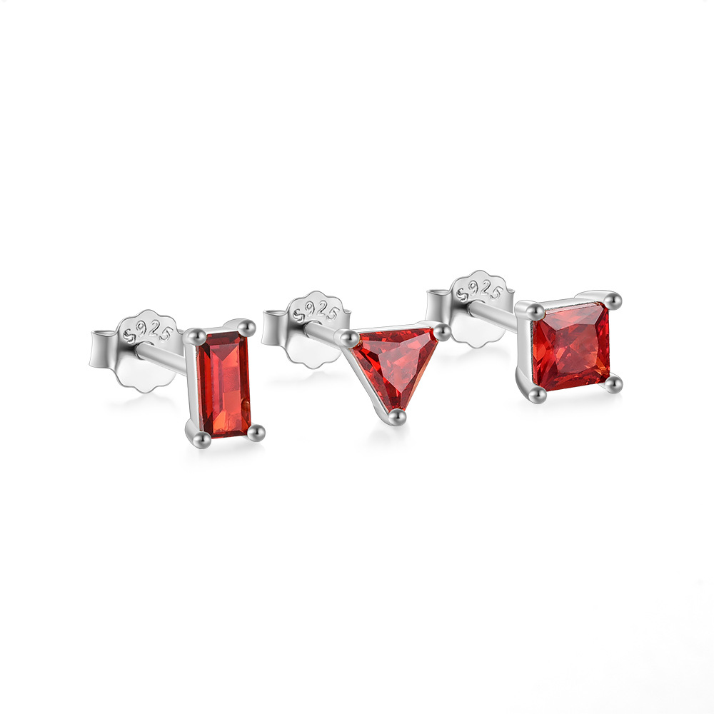 3g Weight Zircon Inlay Material Ear Studs Classification 3 Pieces Set Quantity Daily Occasion 925 Sterling Silver Material Geometric Pattern Women's Gender Plating, Inlay Design Simple Style Style 3 Pieces Set 925 Sterling Silver Zircon Geometric Ear Studs 41