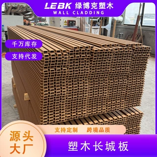 时尚原木风格凹槽长城板塑木复合板店面外墙装修木塑凹凸护墙板