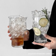 小众复古玻璃杯冰美式拿铁咖啡杯大容量果汁杯苏打气泡水杯饮料杯