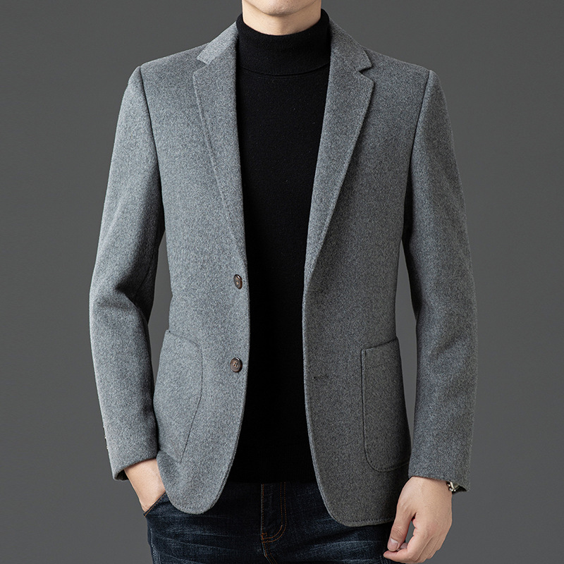 ウールの男性のスーツのコートの中年の秋冬のビジネスのレジャーは羽毛の中の大胆さを分解してアイロンをかけません。