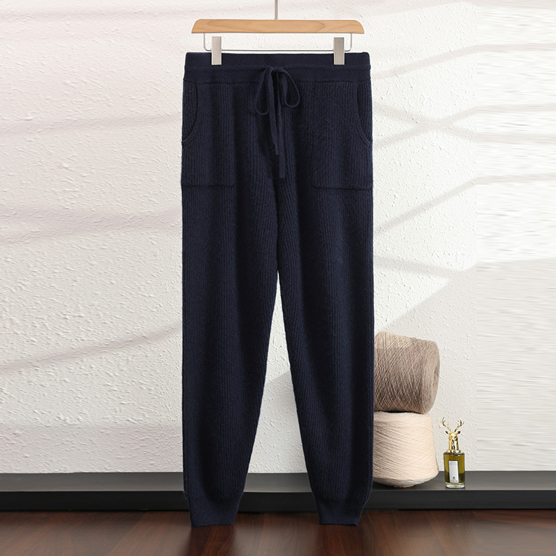 Ordos City Soft Waxy Cashmere Men's Pants Thickened Warm Cashmere Knitted Pants with Pocket Noured Casual Pants Ordos City Soft Waxy Cashmere Men's Pants Thickened Warm Cashmere Knitted Pants with Pocket Noured Casual Pants