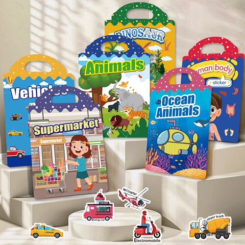Kids Early Education Handheld Jelly Scene Sticker Montessori Kindergarten Jelly Sticker Exercise Hand-eye Coordination Intelligent Toy