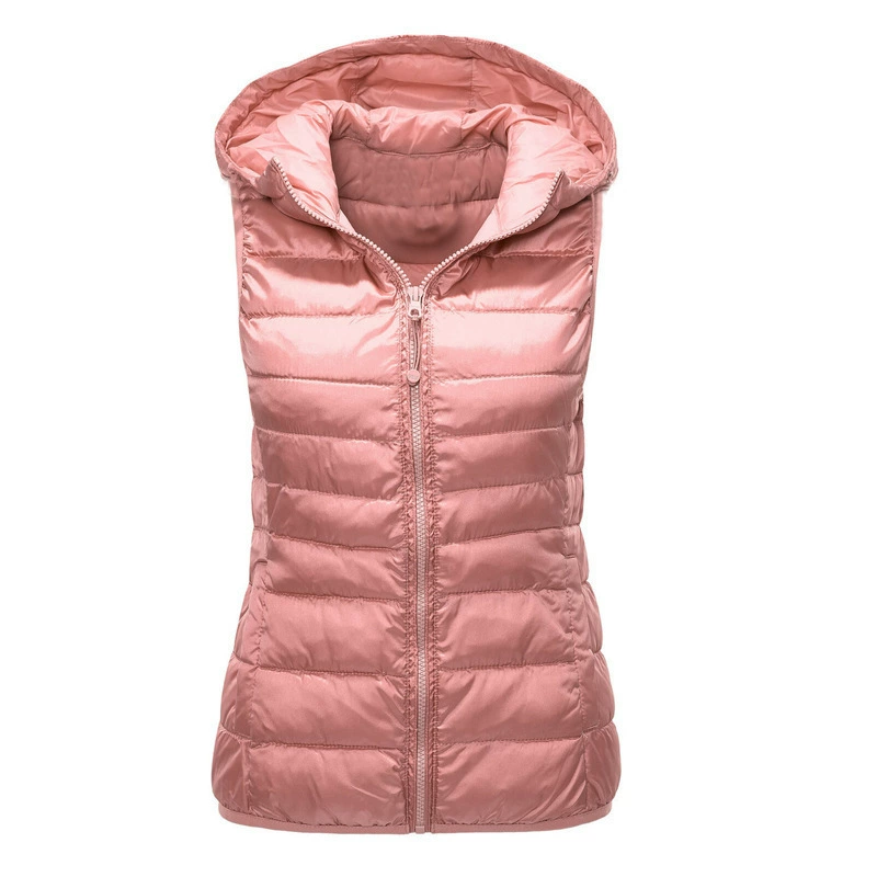 Keep warm vest with hood, demi-season tank top with down, down jacket, for import, plus size, slim fit
