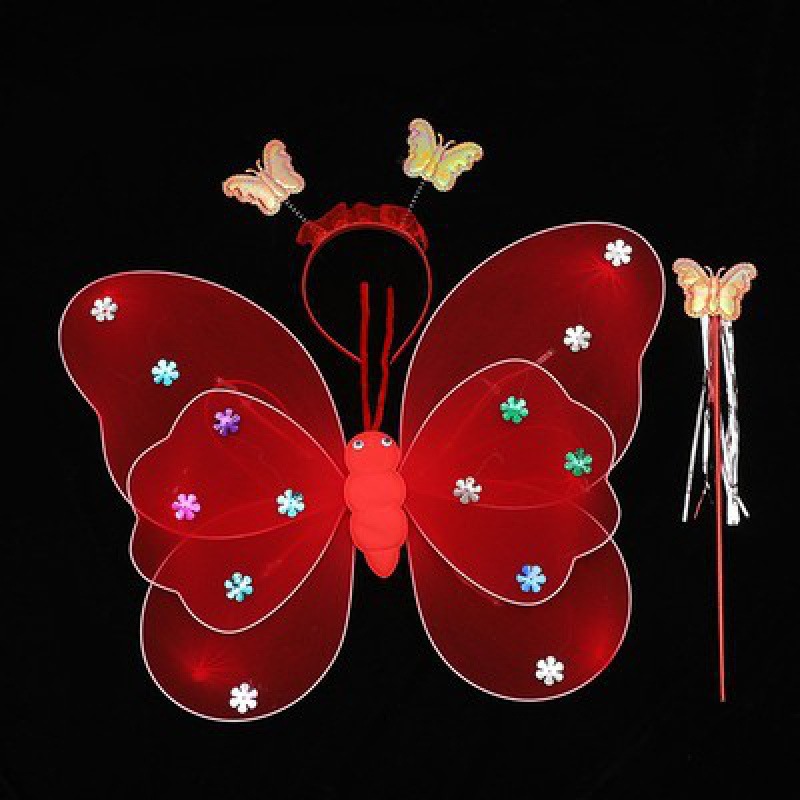 Mariposa luminosa alas de niña espalda juguetes flash niños maravillosos hadas varitas mágicas hadas flores set de tres piezas