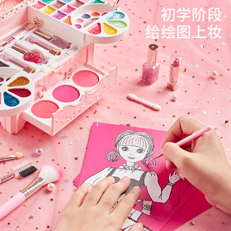 兒童彩妝玩具腮紅指甲油過家家手提箱化妝品玩具套裝禮物工廠批發