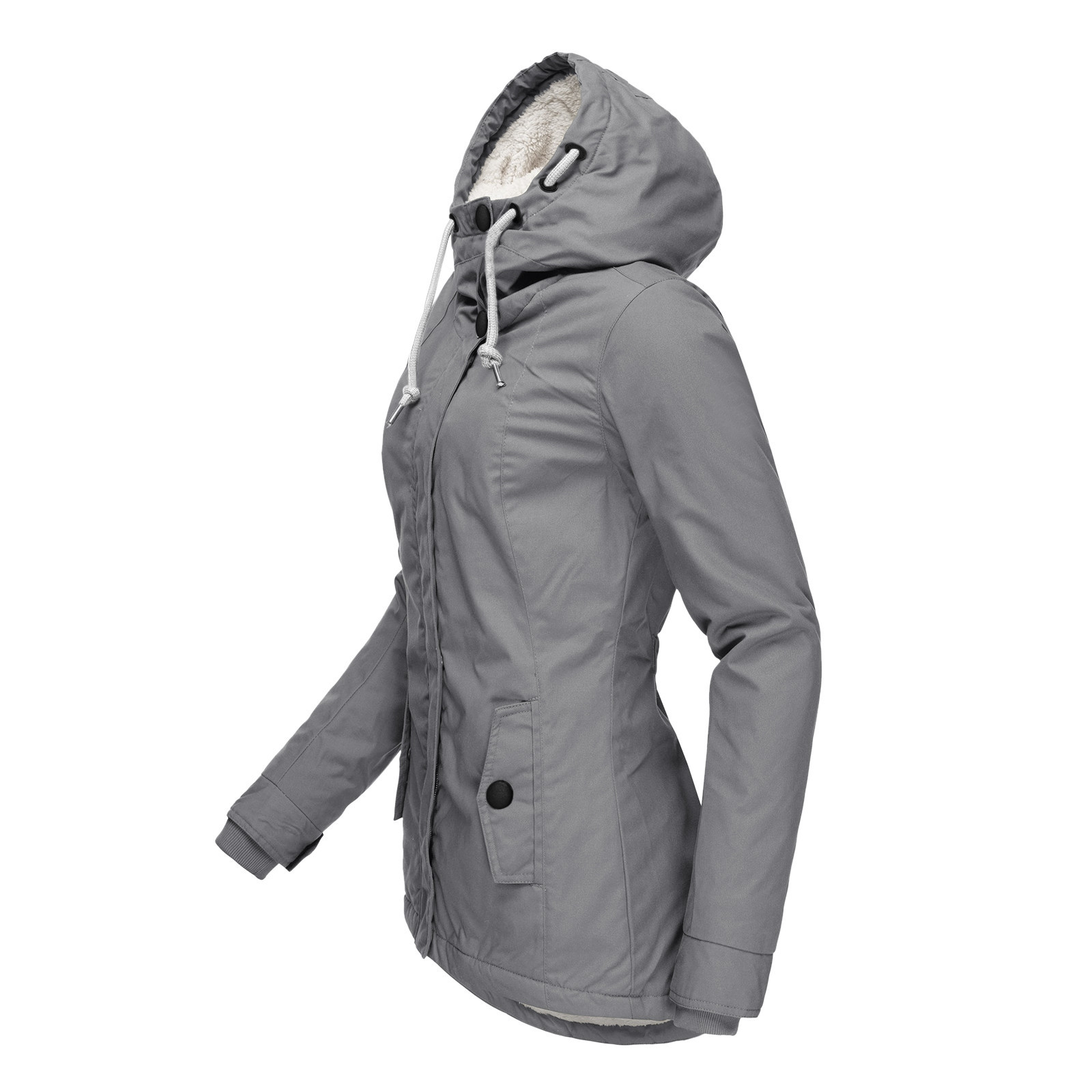 Women's Winter Coat With Zip Pockets And Long Sleeves Thickened_voghion.com