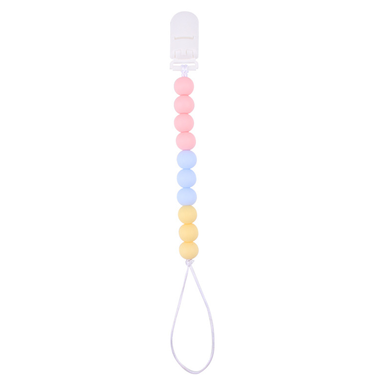 Productos para bebés Rainbow Silicone Beads Chubby Chain Calming Baby Silicone Beads Bite Gum Molars Anti-Falling Chain New