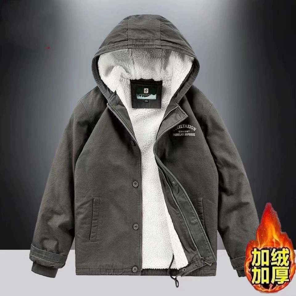 Warm velvet cotton down jacket, oversize