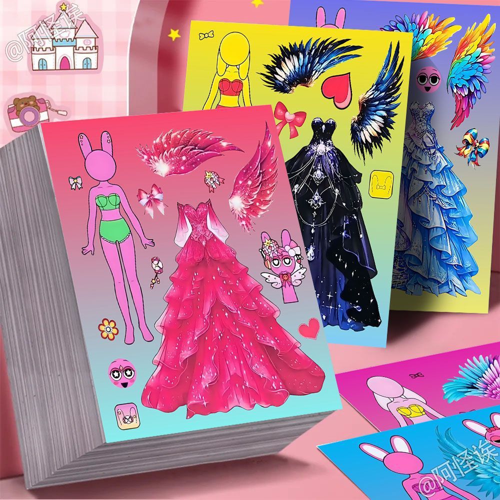 18 hojas de sprunki caja de ritmo encantadora elfo puzzle infantil hecha a mano juguetes de cambio pegatinas impermeables diy