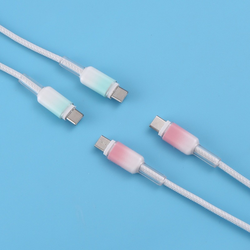 晶透双c口快充线编织线c-c五芯双c数据线双typec充电线适用苹果15|undefined
