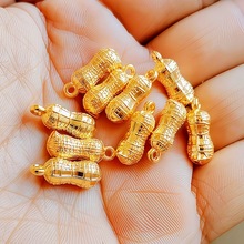 合金电镀仿金小花生坠子diy饰品配件仿真迷你花生合金吊坠批发