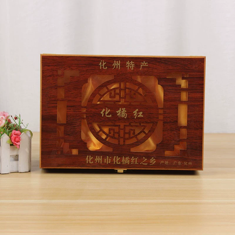 Подарочная коробка для мандариновой цедры (типа Huajurhong) с ажурным дизайном, подходит для хранения сушеной мандариновой цедры, доступна в версиях с 6 или 8 отверстиями, с возможностью нанесения логотипа, изготовлена из апельсинового дерева.
