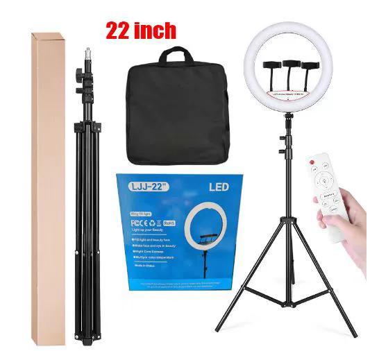 LED Ring Light Rechargeable, multi-size 8–22 inch, adjustable tripod & phone holder