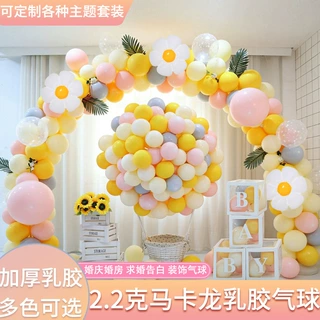 生日气球派对布置圆形气球工厂批发跨境2.2克马卡龙100个乳胶气球