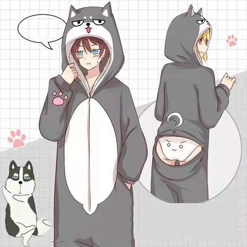 Ao Bing cartoon one-piece pajamas husky Shiba Inu hamster couples school nightgown 2D animation one-piece delivery