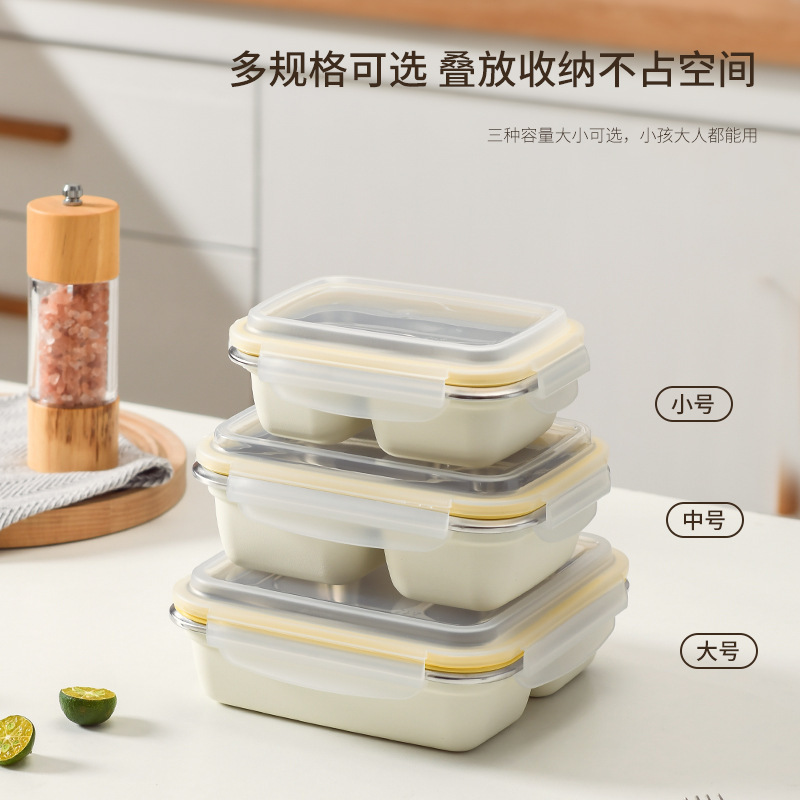 Microwave Oven Lunch Box with Compartments for Fresh-Keeping Salad Fruit Oatmeal Box 304 Stainless Steel Food Grade Refrigerator Special Portable