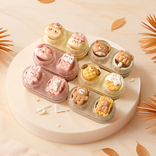 mt可爱卡通小熊兔隐形眼镜盒便携抽拉式美瞳盒带夹棒套装直供CT55