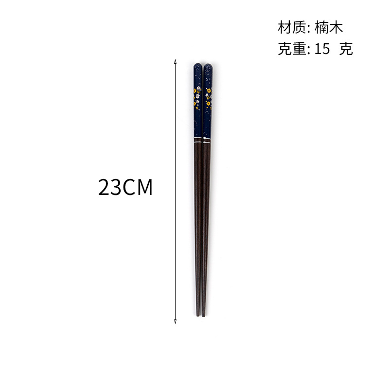 Net Red Creative Estilo japonés Mango de laca Palillos portátiles de madera Cuchara Vajilla de madera Juego de cinco piezas Palillos turísticos Bolsa de tela ecológica