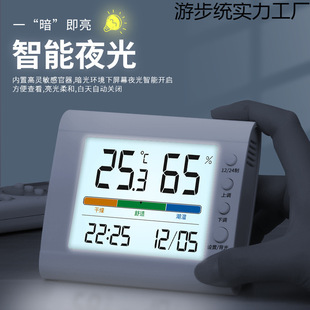 Electronic Thermometer Hygrometer Household Accurate Baby Room Dry and Wet Temperature and Humidity Meter Indoor Thermometer Clock Luminous