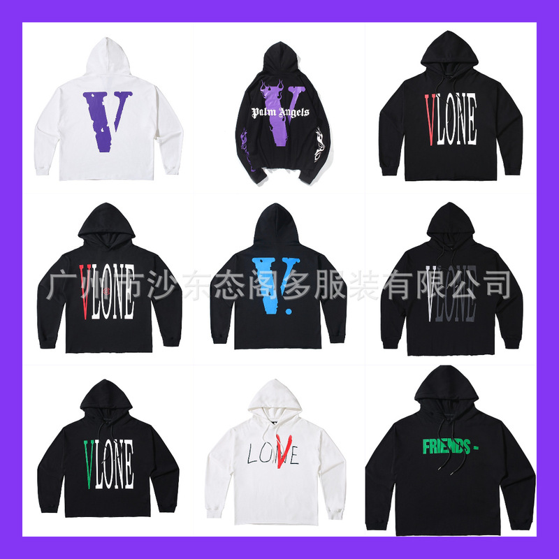 Vlone Jerry Men's and Women's Limited Joint Big V Couple Fujiwara Hiroshi Wang Yibo Same Style Jacket Hoodie Sweatshirt