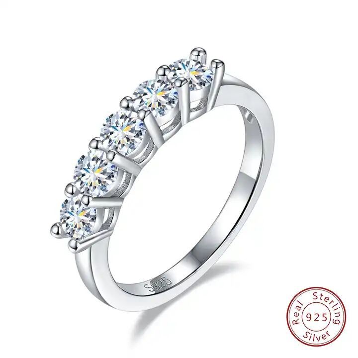Moissanite fila de cinco estrellas anillo de diamantes PT950 platino hembra 18K oro s925 anillo de plata TikTok transmisión en vivo