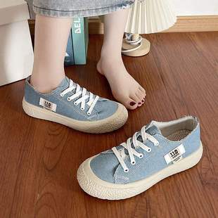 Trendy Campus Style Wide-Foot Flat Ultra-Soft Shoes for Female Students, Home Shoes, Fashionable Casual Sports Shoes, Women's Canvas Shoes