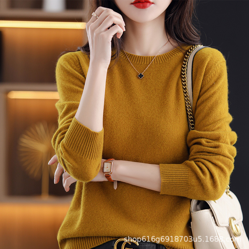 Special offer basic round neck bottoming shirt spring and autumn thin inner sweater long sleeve solid color women's large size sweater Special offer basic round neck bottoming shirt spring and autumn thin inner sweater long sleeve solid color women's large size sweater