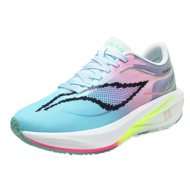 Flying electricidad 5c hombres y mujeres de alta calidad al aire libre ventilado placa de carbono de malla de soporte de conejo rojo zapatos deportivos ociosos para correr zapatos