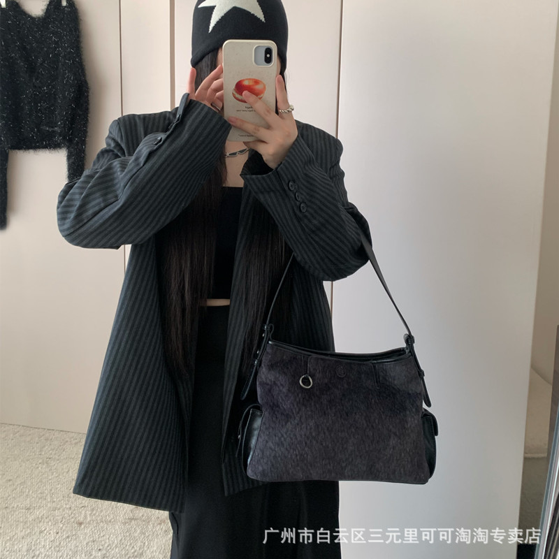 网红同款驼绒hobo包大容量托特包2025秋冬新款通勤百搭斜挎手提包|undefined