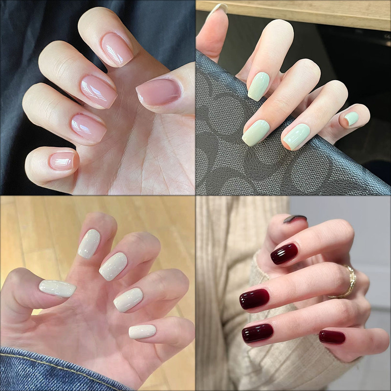 Mixed Color Combination Wearable Nail Tips, Simple Short Style, Solid Color Nail Art Nail Stickers, Finger-Specific Finished Products Wholesale Mixed Color Combination Wearable Nail Tips, Simple Short Style, Solid Color Nail Art Nail Stickers, Finger-Specific Finished Products Wholesale
