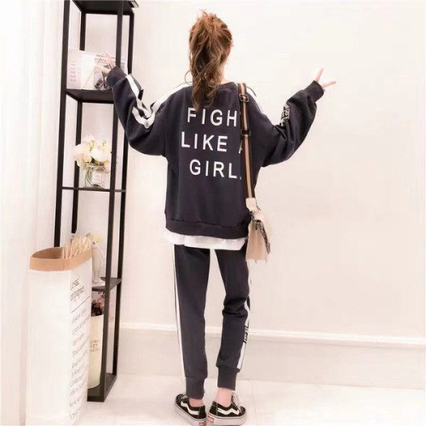 大きいサイズのレディーススーツ2025春秋新作ぽっちゃりさん向け若見え着痩せ長袖スウェットスポーツカジュアルツーピースセット