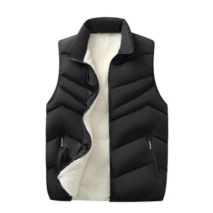 Free Shipping Mj2326 Velvet Jacket Vest Men's Autumn and Winter New Style Warm Vest for Middle-Aged and Elderly People to Wear Inside and Outside -2