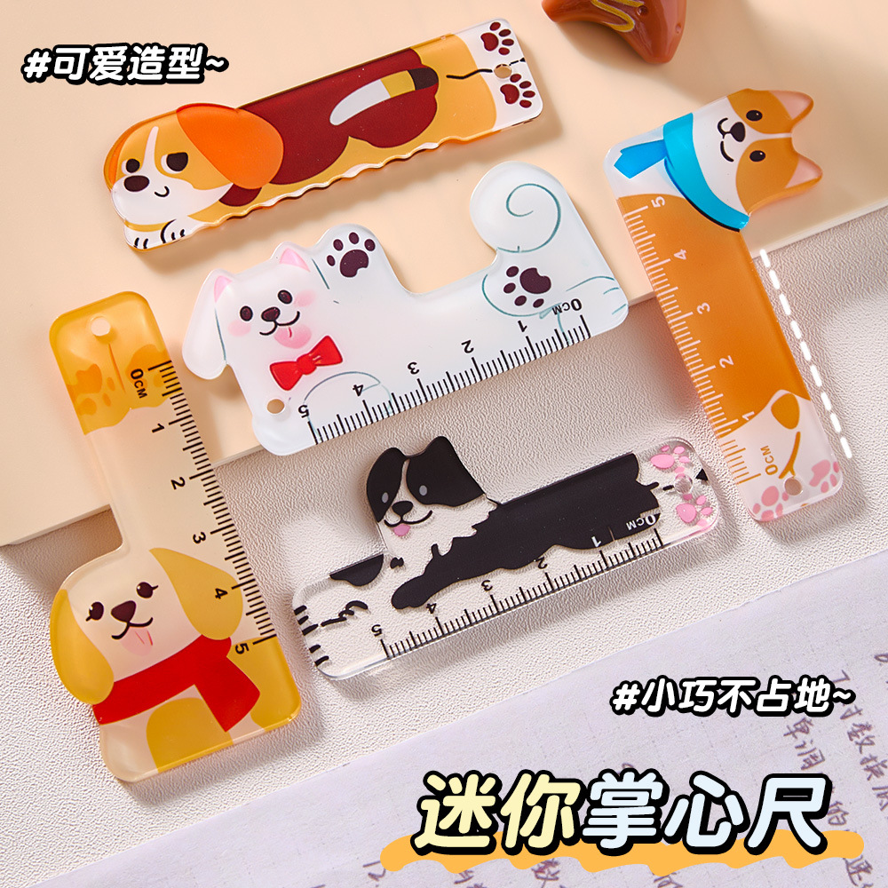卡通动物书签尺 创意亚克力5cm掌心尺绘画直尺可爱迷你小尺子文具