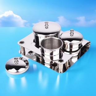 New three-piece nail art cup crystal liquid powder cup with lid sub-packaging container stainless steel jar cup multi-function set cup