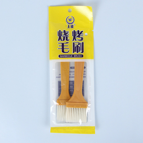 Manufacturer wholesale bagged baking silicone brush wooden handle oil brush barbecue brush pig bristle brush high temperature resistant barbecue tools