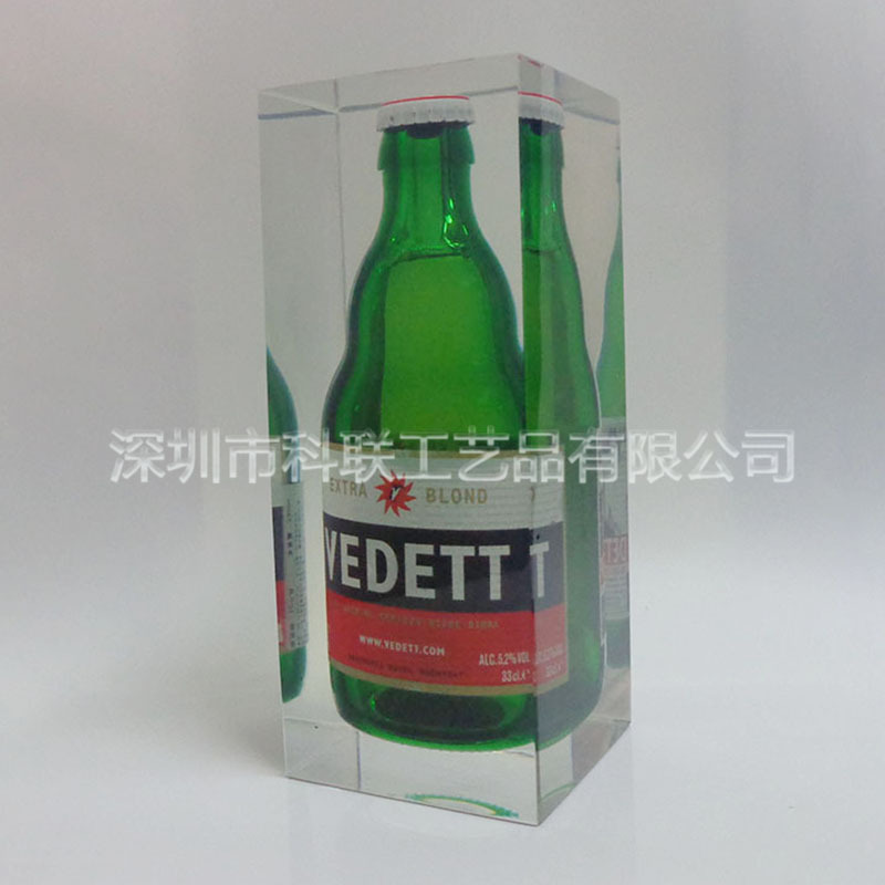 亚克力内嵌酒瓶广告展示摆件亚克力内埋酒瓶广告展示酒瓶广告摆件