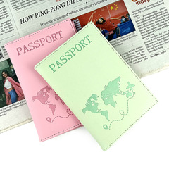 Cross-border multi-color PU leather passport cover with edge stitching, map passport holder, leather-bound passport bag