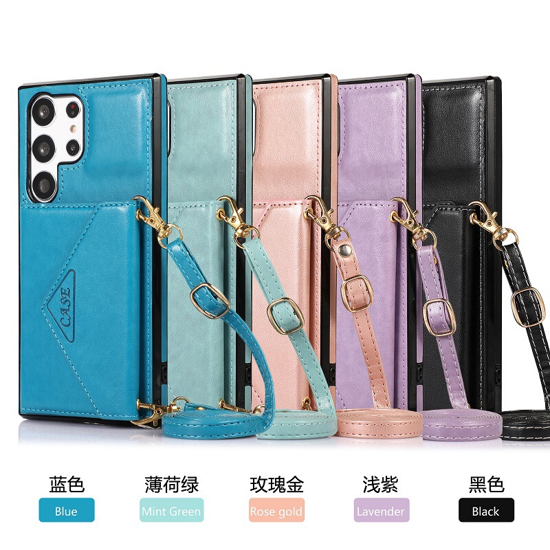 Applicable to Samsung S23ultra triangle crossbody phone case multi-function wallet card holder S23 drop-resistant protective case