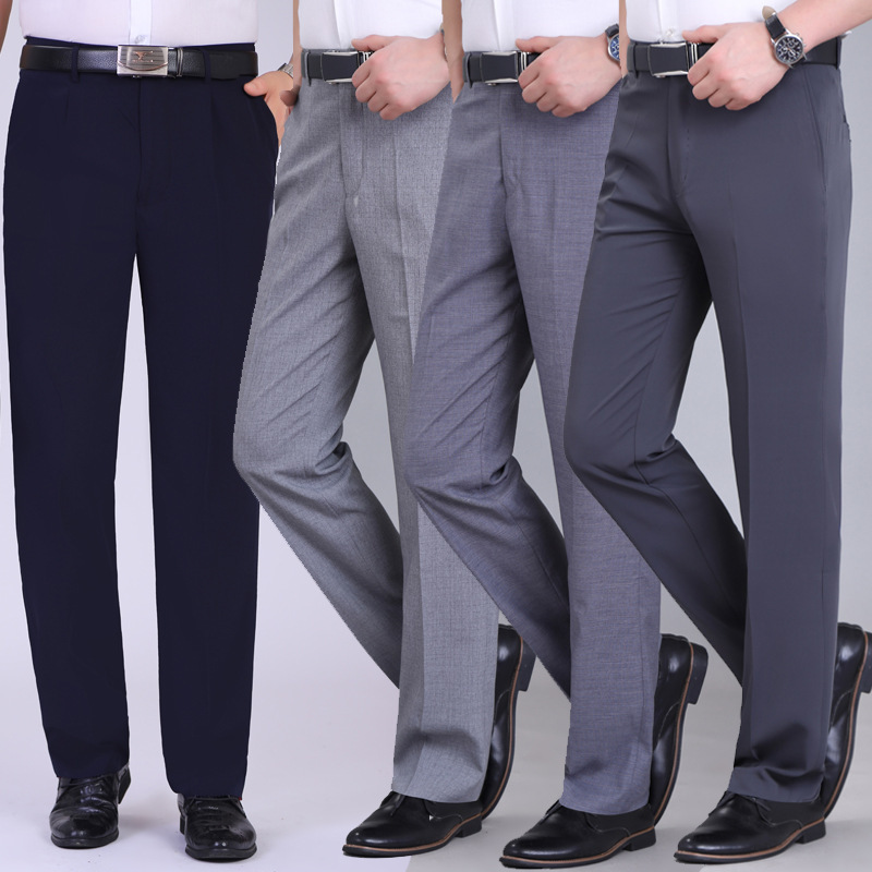 2026 Summer New Men's Thin High-Waisted Loose Straight-Leg Business Formal Trousers for Middle-Aged and Elderly Dads 2026 Summer New Men's Thin High-Waisted Loose Straight-Leg Business Formal Trousers for Middle-Aged and Elderly Dads