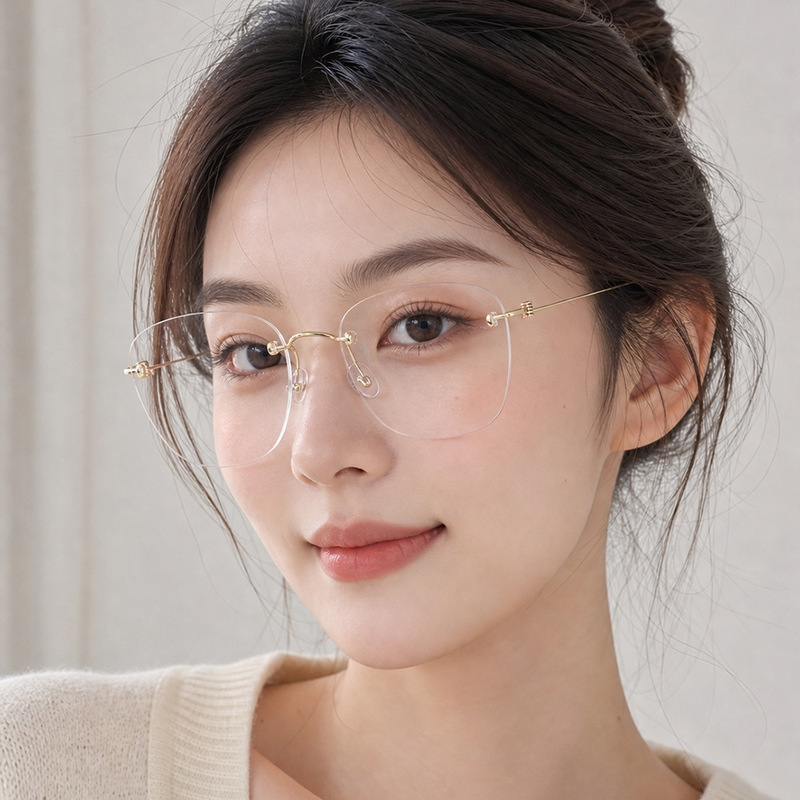 New Ultra-Light Frameless Old Money Style Gold-Rimmed Glasses for Women, High-End Square Frame, Stylish and Trendy, Anti-Blue Light Non-Prescription Glasses New Ultra-Light Frameless Old Money Style Gold-Rimmed Glasses for Women, High-End Square Frame, Stylish and Trendy, Anti-Blue Light Non-Prescription Glasses