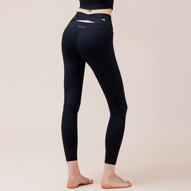 Pantalones de ropa de yoga desnudos para mujer, espalda cruzada, cintura alta ajustada de alta gama, cadera elástica, ropa deportiva de secado rápido, pantalones de fitness