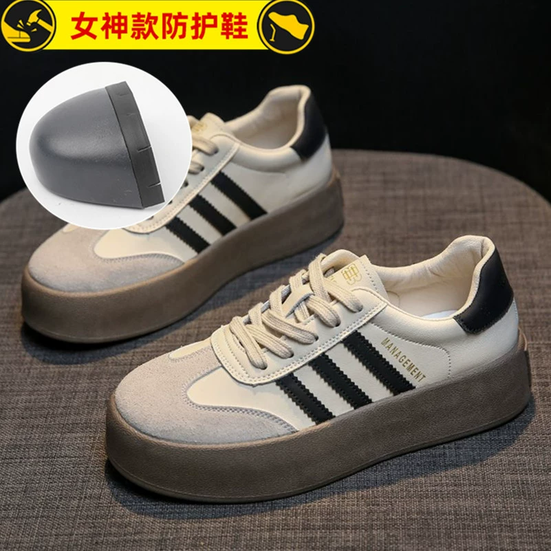 Защитная обувь для женщин на все сезоны, противоударная, противопрокольная, легкая, дезодорирующая, рабочая безопасность, полностью стальной носок, нескользящая, износостойкая защитная обувь.